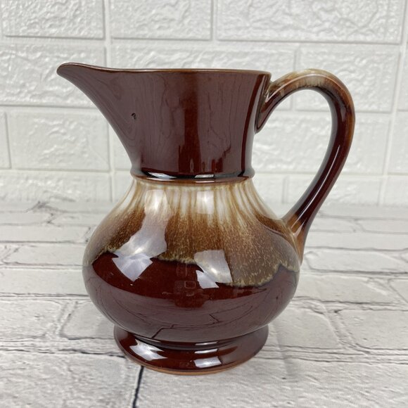 Vintage Brown Drip Glaze Ceramic Pitcher Jug Creamer JAPAN - Picture 1 of 8